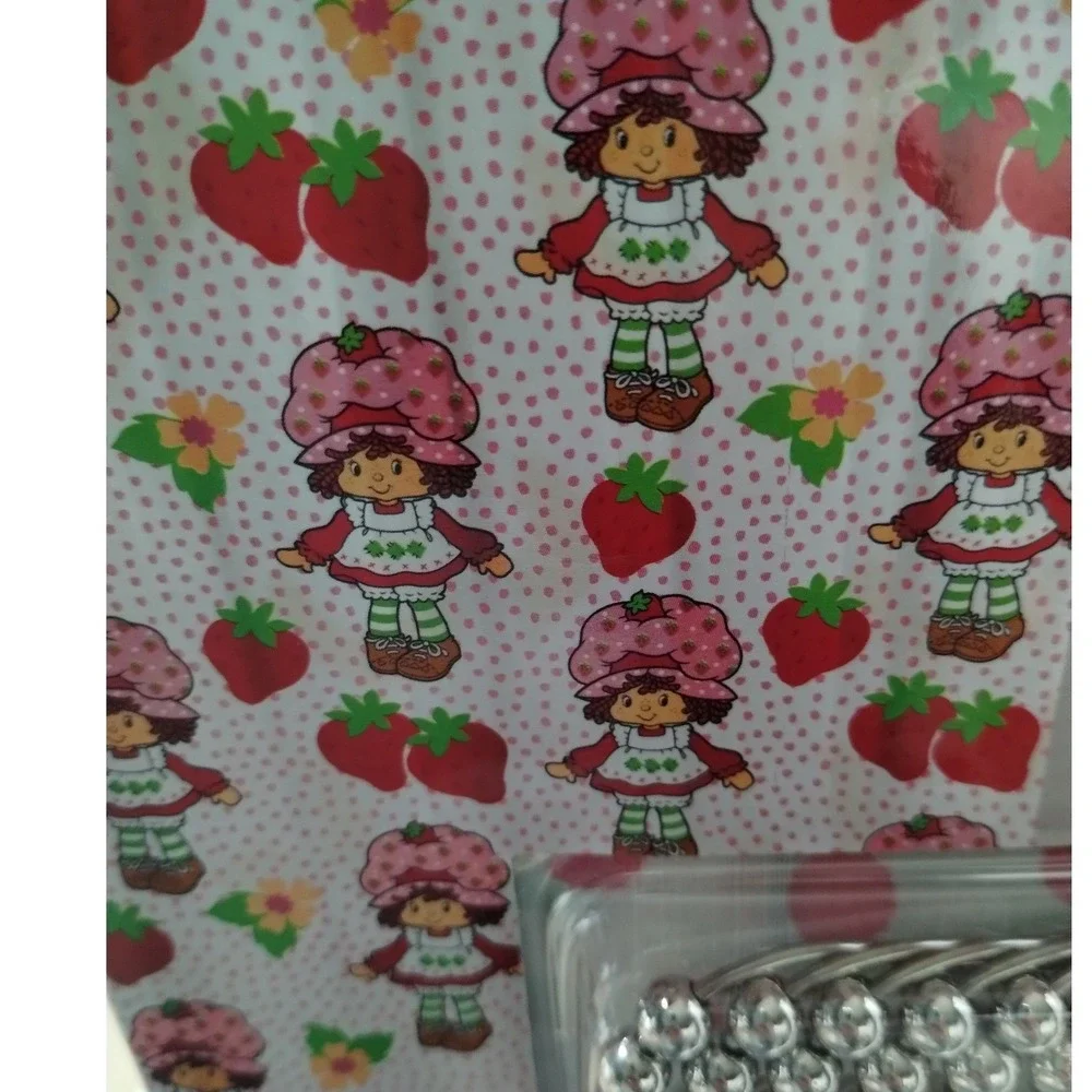Strawberry Shortcake 13PC Shower Curtain Set 72x72 w/ 12 Metal Roller Hooks NEW
